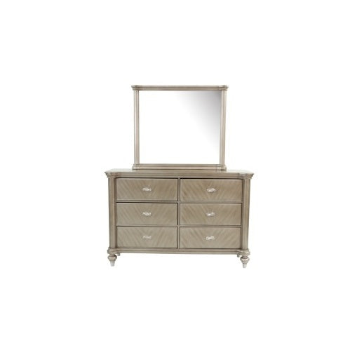 Luxury Antique Silver Champagne Dresser With Mirror