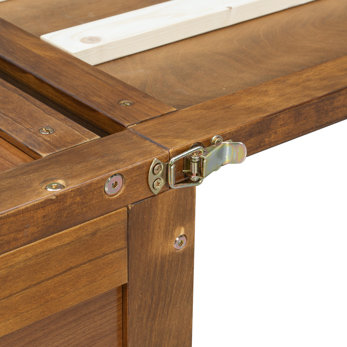 Queen size Walnut Murphy bed cabinet by Anthony & Home with USB charging and geometric panel design in a modern studio style.