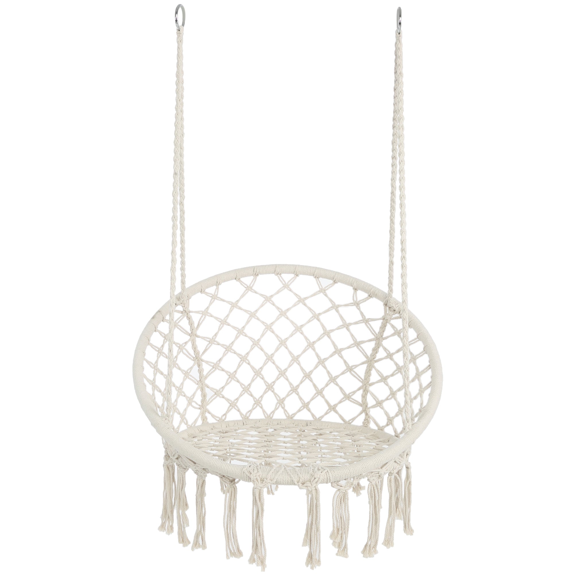 Anthony & Home Atelier Macrame Hammock Chair in luxe cotton rope, suitable for indoor and outdoor use, supports up to 330 lbs.