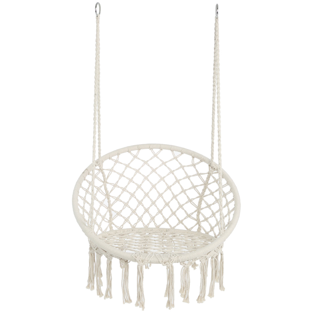 Anthony & Home Atelier Macrame Hammock Chair in luxe cotton rope, suitable for indoor and outdoor use, supports up to 330 lbs.