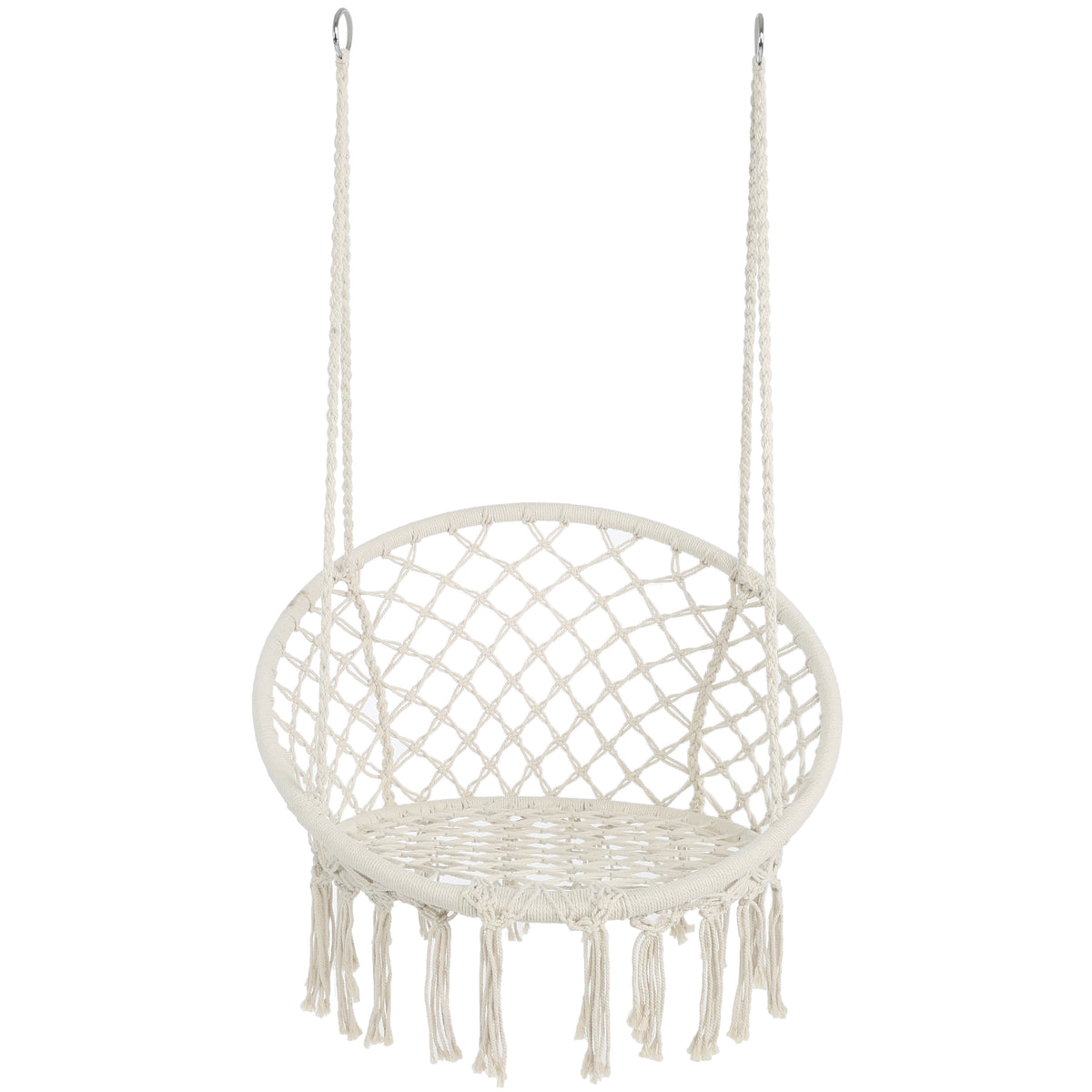 Anthony & Home Atelier Macrame Hammock Chair in luxe cotton rope, suitable for indoor and outdoor use, supports up to 330 lbs.