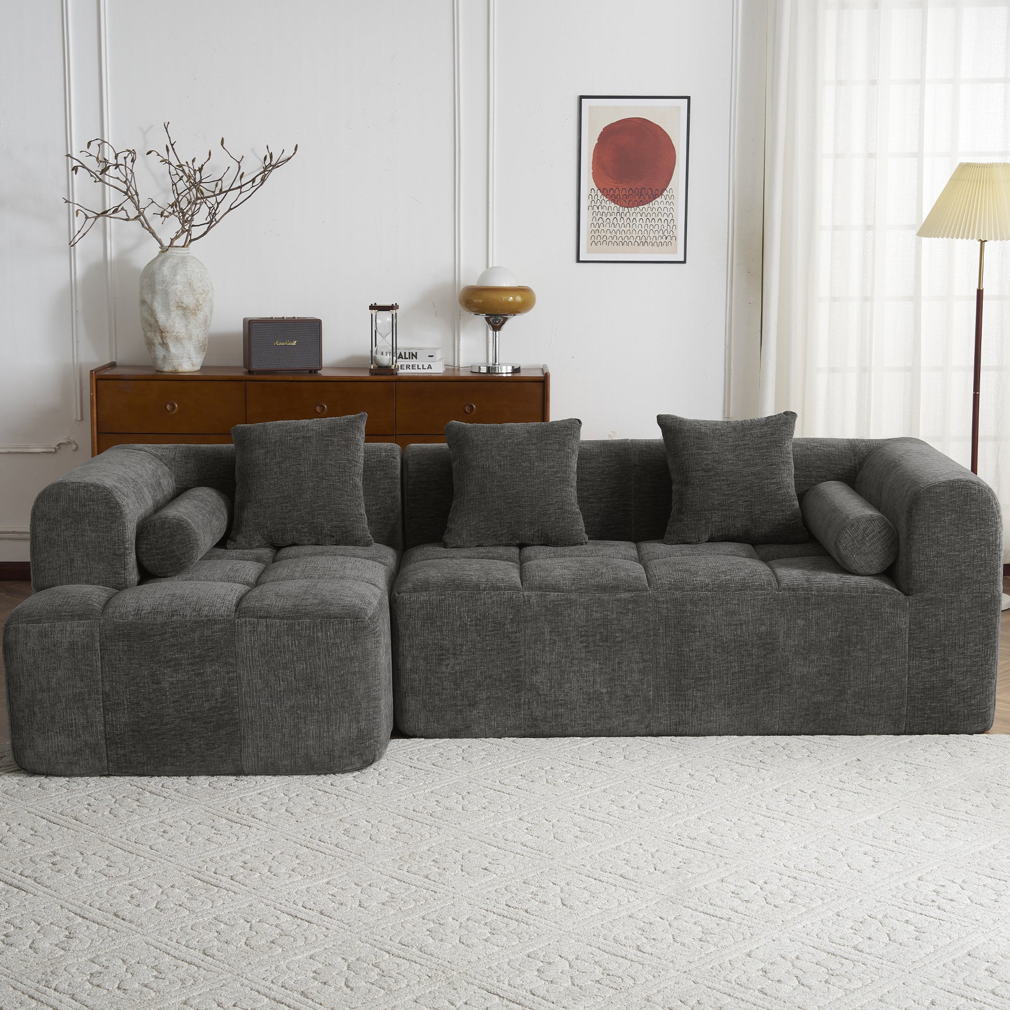 American Design Collection Signature Chenille Modular Sectional Sofa by Anthony & Home with deep seating and plush upholstery.