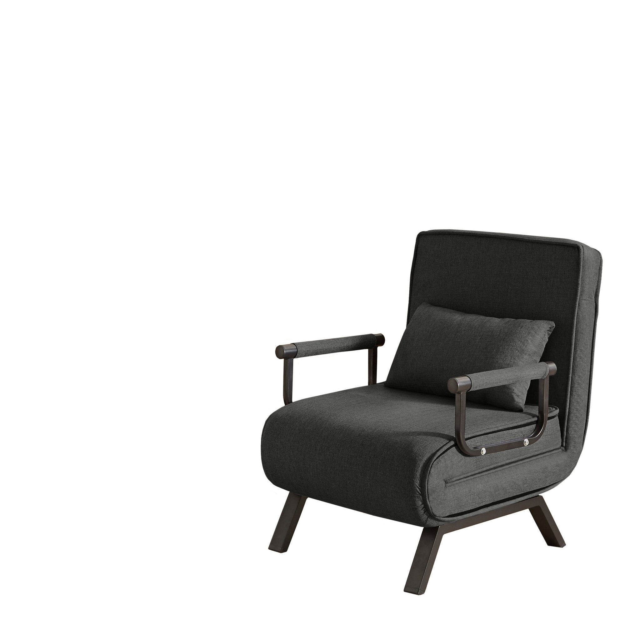 Black linen sleep chair bed in five-position limited edition by Anthony & Home, showing the adjustable, plush seating and sleeping surface.