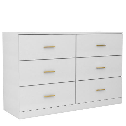 Modern White 6 Drawer Dresser For Bedroom Ample Storage