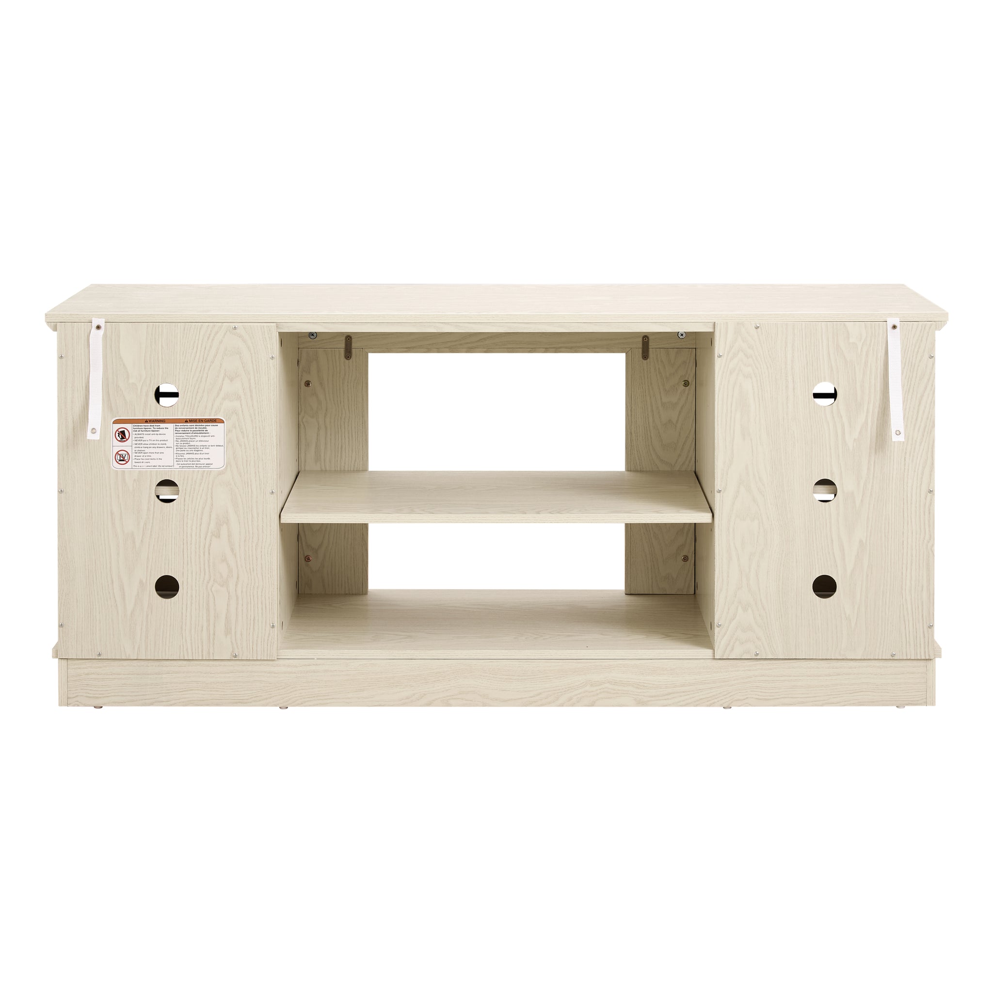 White 58-inch stone-textured TV stand with two doors by Anthony & Home, modern design perfect for living rooms