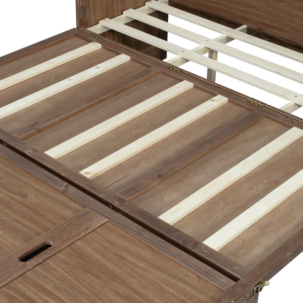 Anthony & Home Murphy Bed Studio in light walnut finish, showcasing a compact foldable bed with modern design and wood grain details.