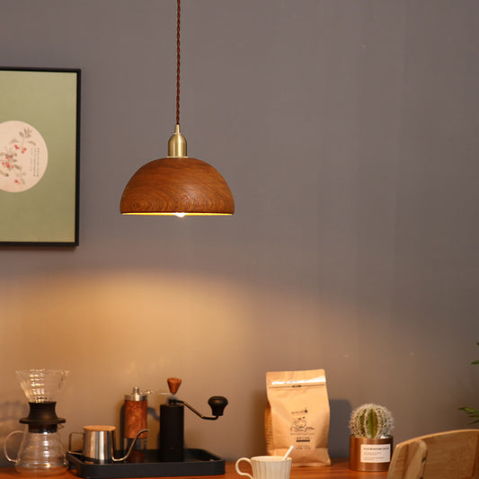 Nordic Log Modern Minimalist Copper Wood Bedside Lamp