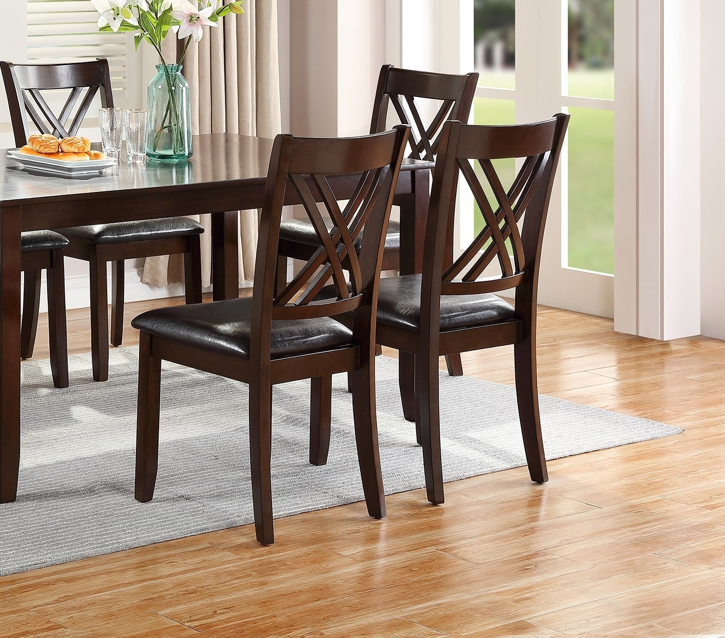 7 Piece Espresso Finish Dining Table And Six Side Chairs