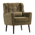 Olive chenille accent chair with solid wood legs, stylish and comfortable, by Anthony & Home.