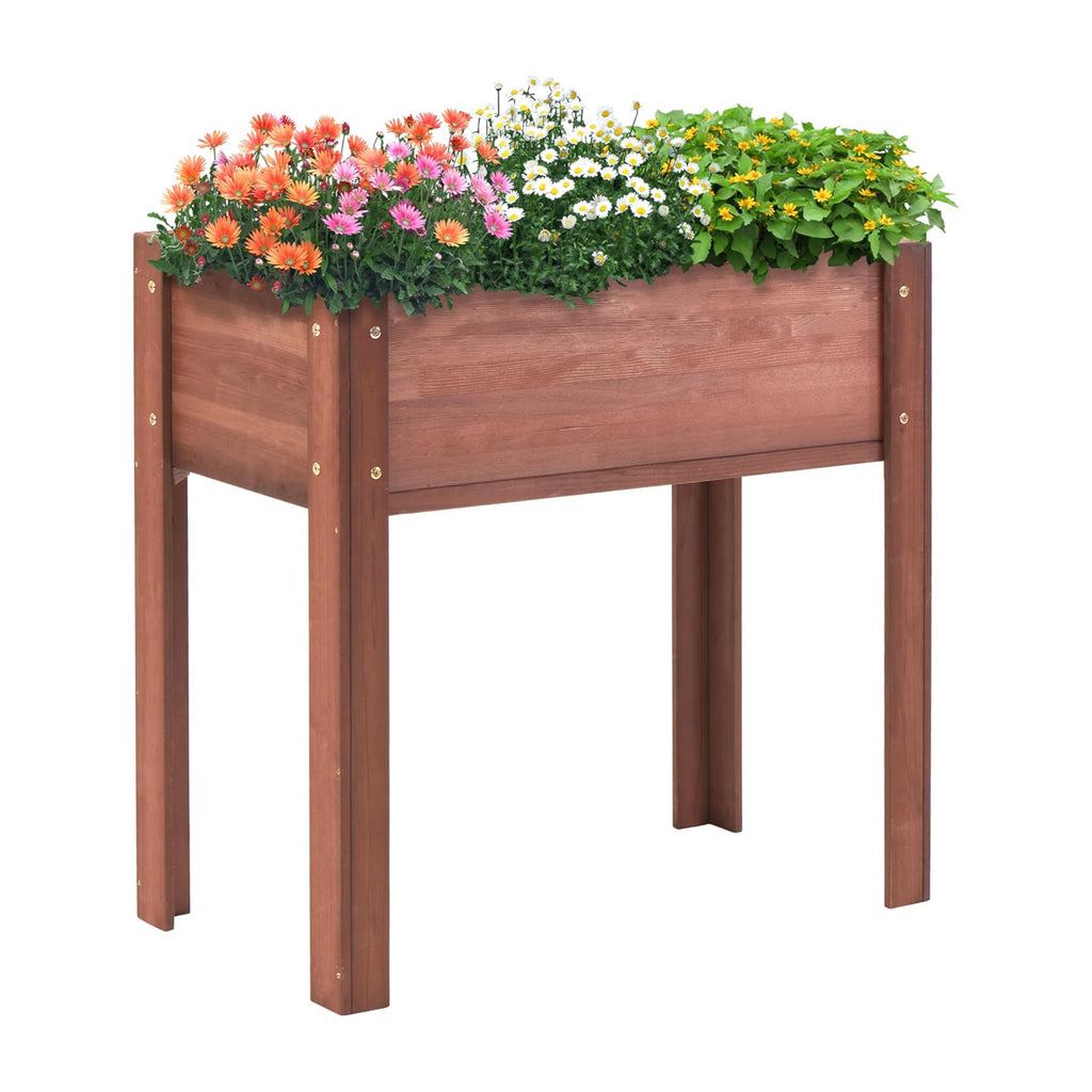 Heritage Collection solid wood raised garden bed with legs, 31x16x31 inches, in brown finish by Anthony & Home.