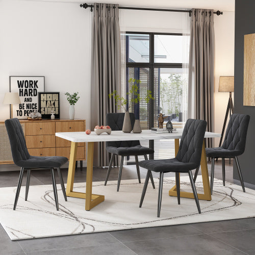 Gray MDF Dining Table Set With 4 Chairs 117x68 Cm Modern