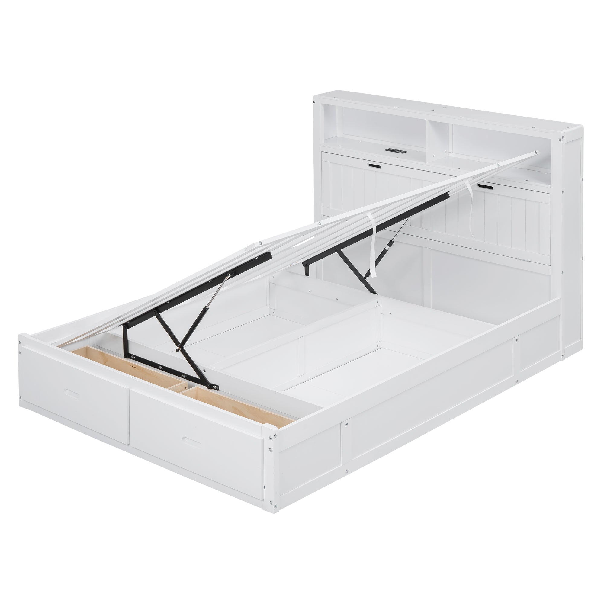 Anthony & Home Signature Edition solid wood queen platform bed with LED headboard, storage drawers, and USB charging ports.