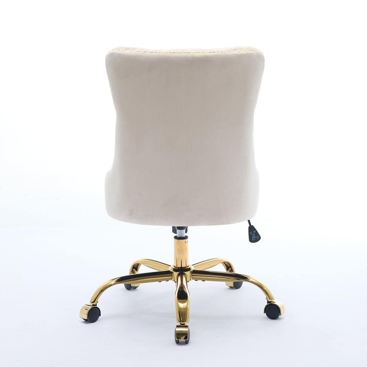 Beige A&A Velvet Tufted Office Chair by Anthony & Home with adjustable height, swivel, and ergonomic design for modern office use.