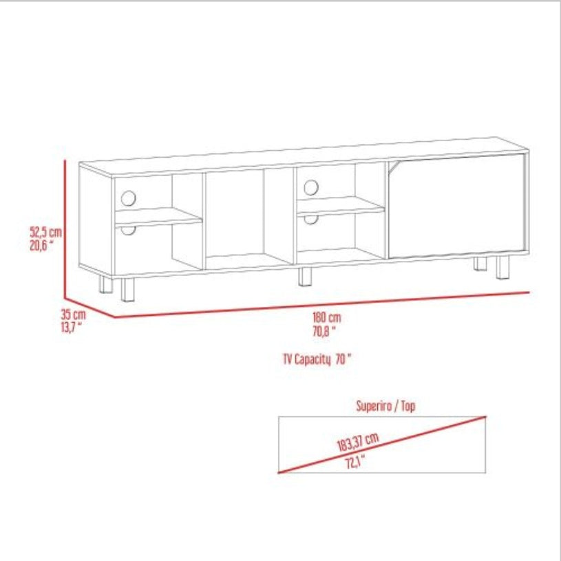 Conquest Light Oak TV Stand Four Shelves Up To 70 Inches