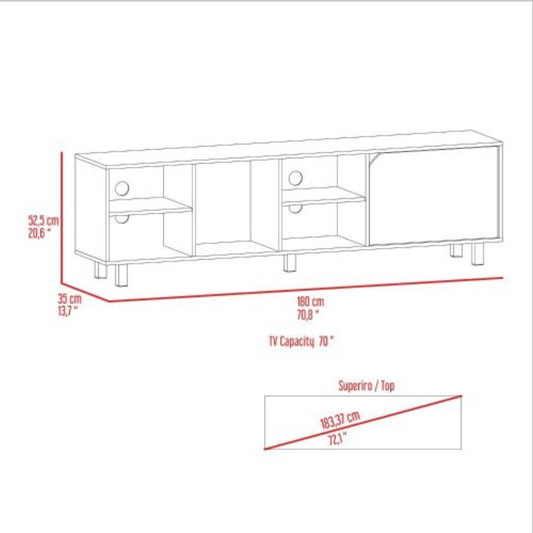 Conquest Light Oak TV Stand Four Shelves Up To 70 Inches