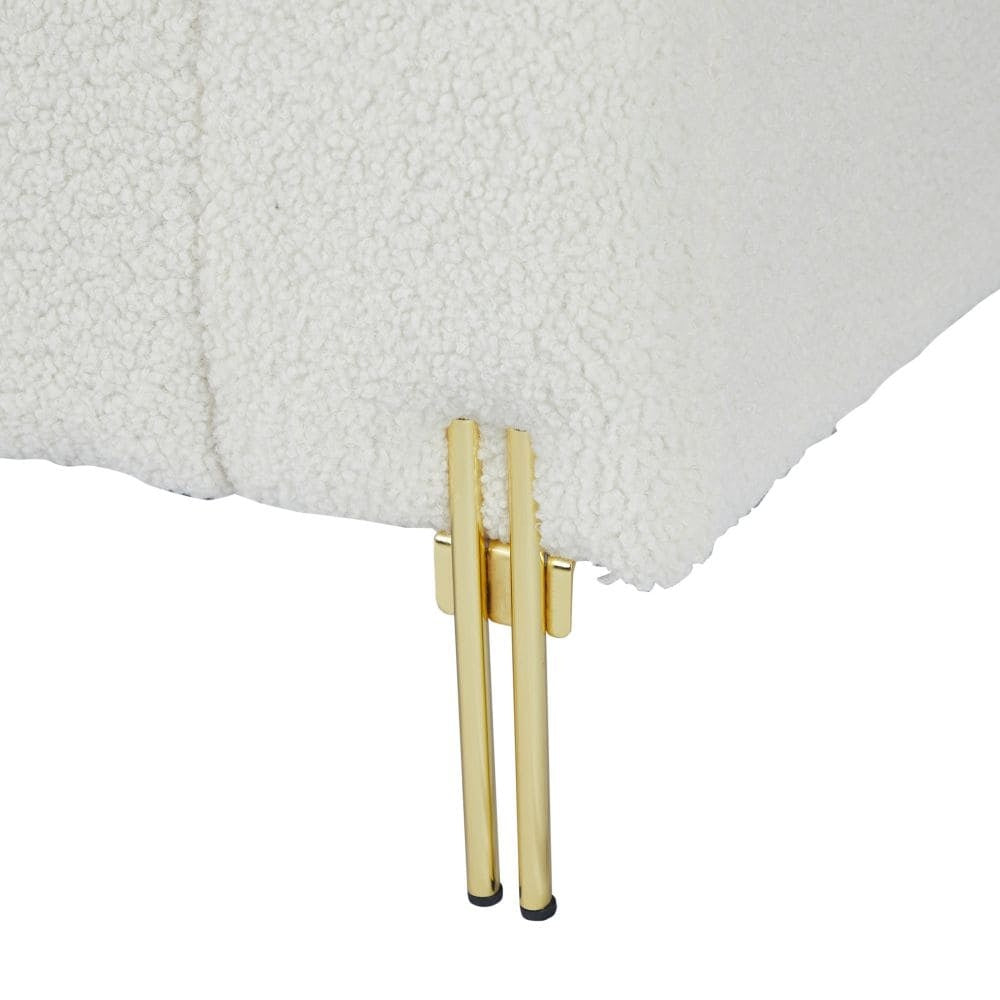 Beige Teddy Storage Bench With Hidden Storage And Armrests