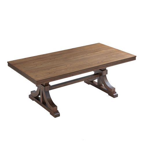 Oak Rubber Wood Dining Table For 6 To 8 With Trestle Base