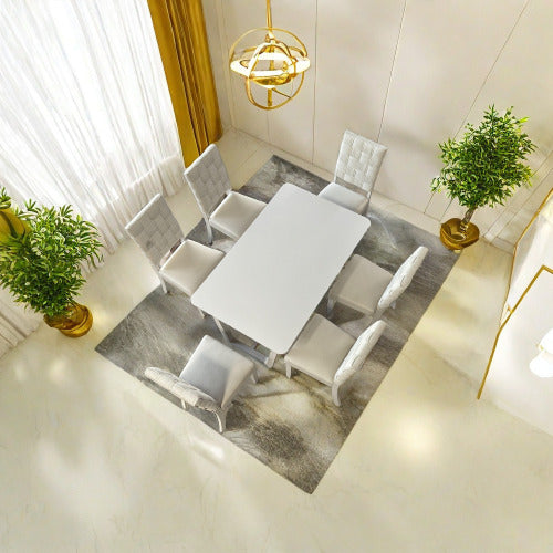 Fx D1 7 Piece Dining Set Chairs And Table Linen Upholstery