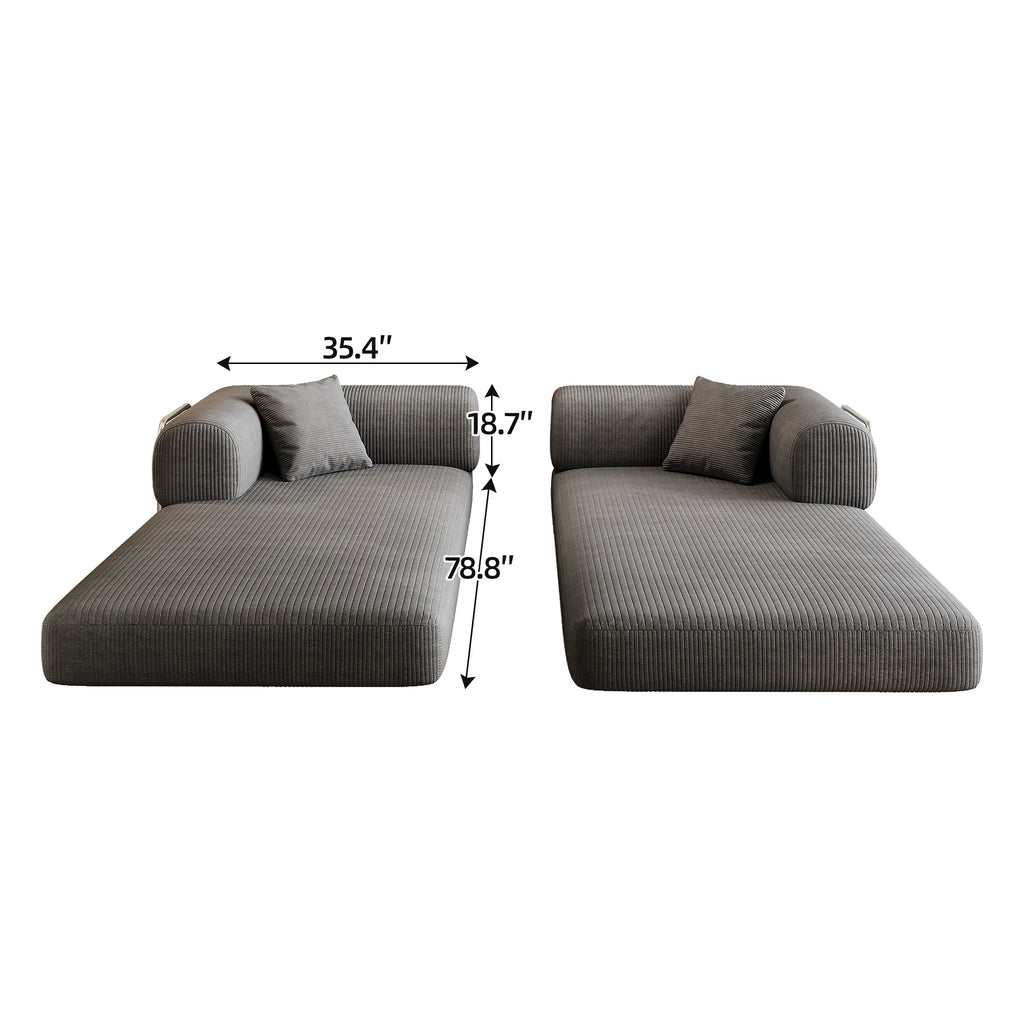 Contemporary modular sofa bed from Anthony & Home's Atelier Collection with plush cushions and sleek fabric upholstery.