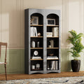 Anthony & Home Atelier two-tone farmhouse 5-tier bookcase set with open shelves and rustic wood finish.