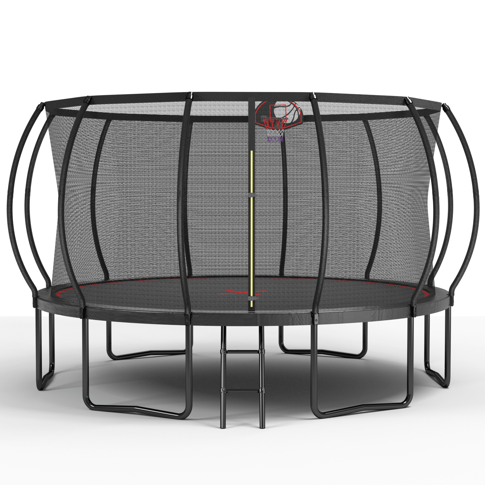Anthony & Home YC Limited Edition 14-foot outdoor trampoline with galvanized steel frame for garden recreation.