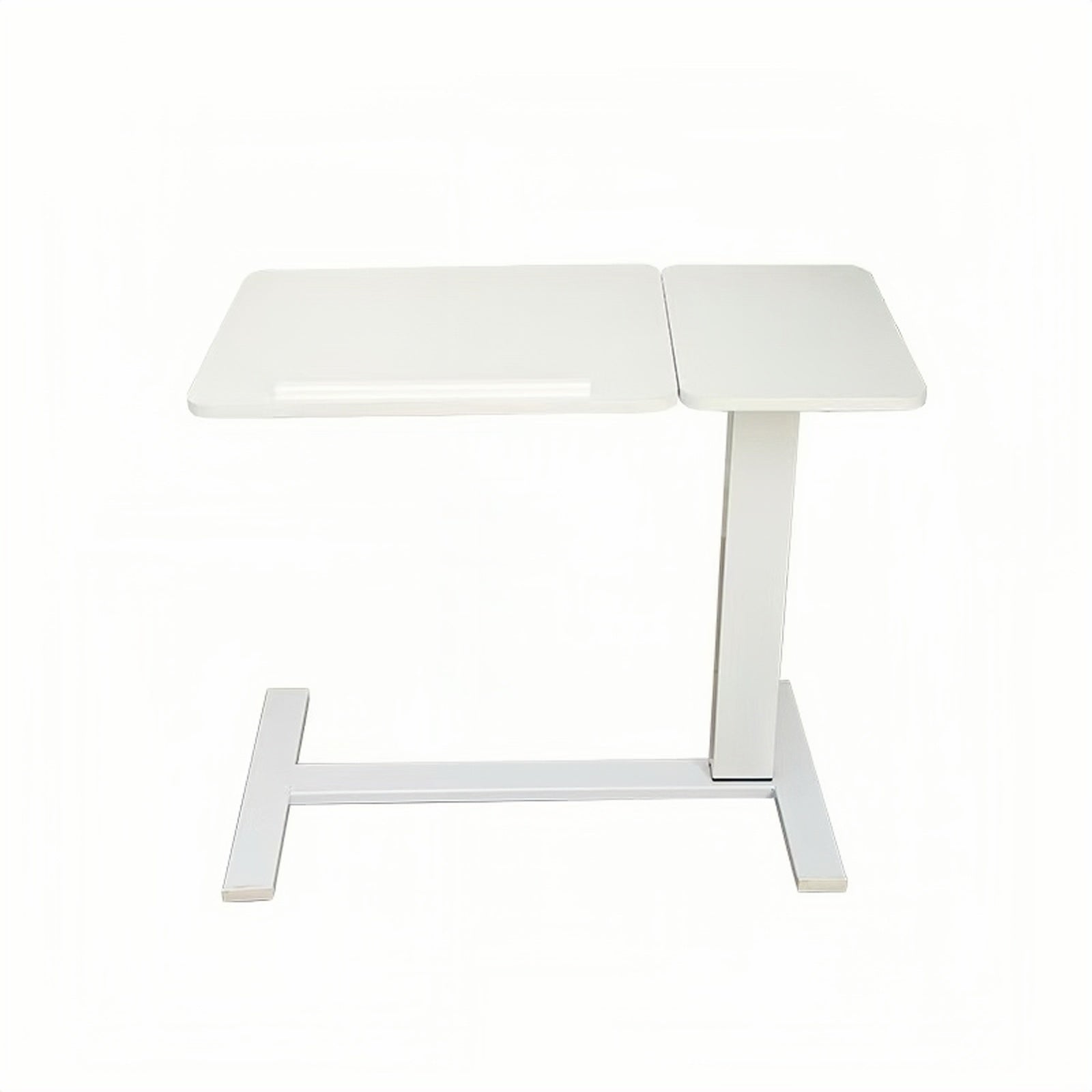 White MDF and metal overbed bedside desk from Anthony & Home's Atelier Edition, modern luxury design, functional and stylish.