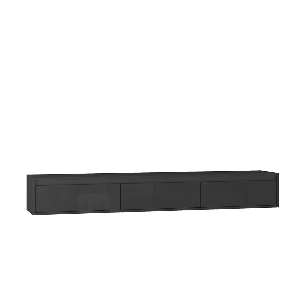 Floating Wall Mounted TV Stand With LED Lights Black