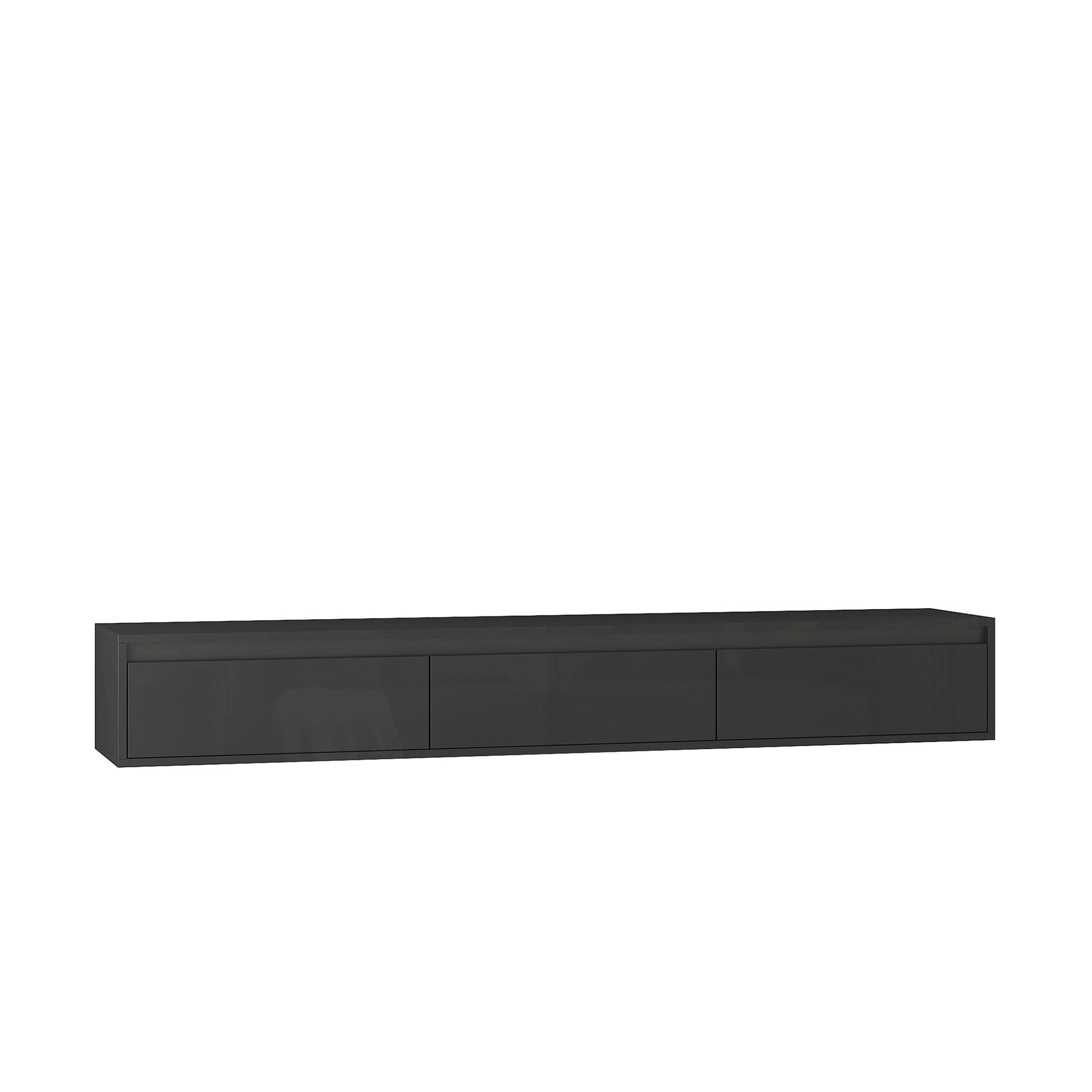 Floating Wall Mounted TV Stand With LED Lights Black