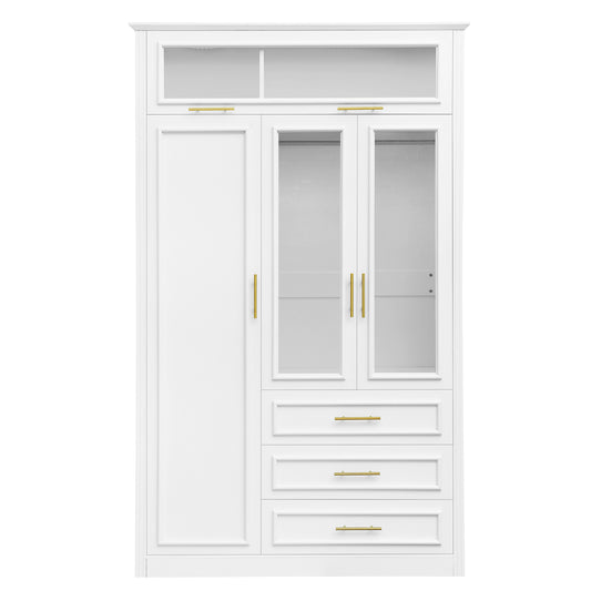 Pinewood 3-Door Wardrobe Armoire With LED Lighting Elite