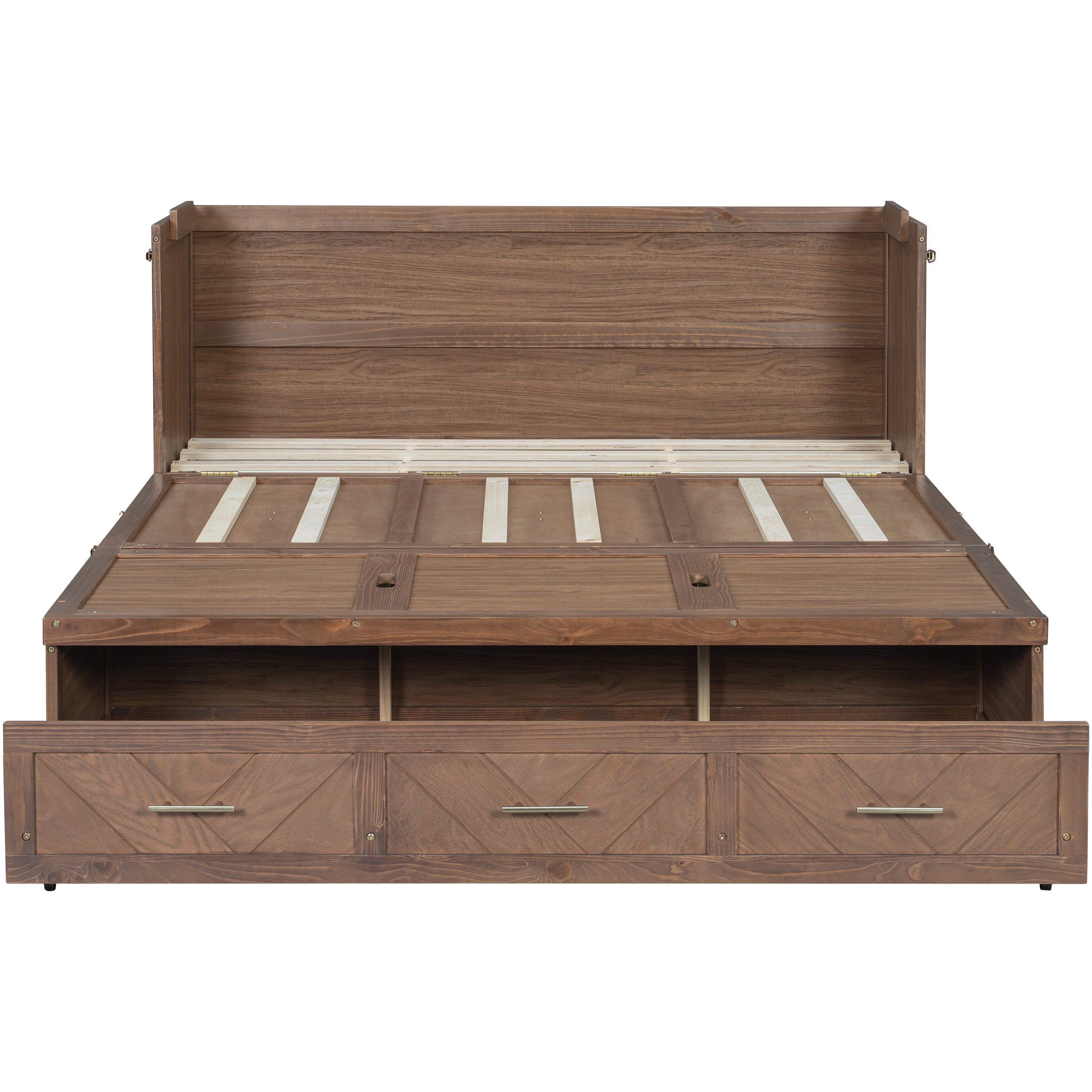 Anthony & Home Murphy Bed Studio in light walnut finish, featuring a space-saving design with a comfortable mattress and modern wood finish.