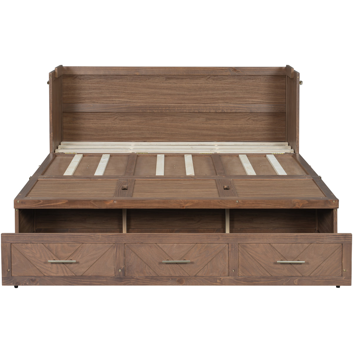 Anthony & Home Murphy Bed Studio in light walnut finish, featuring a space-saving design with a comfortable mattress and modern wood finish.