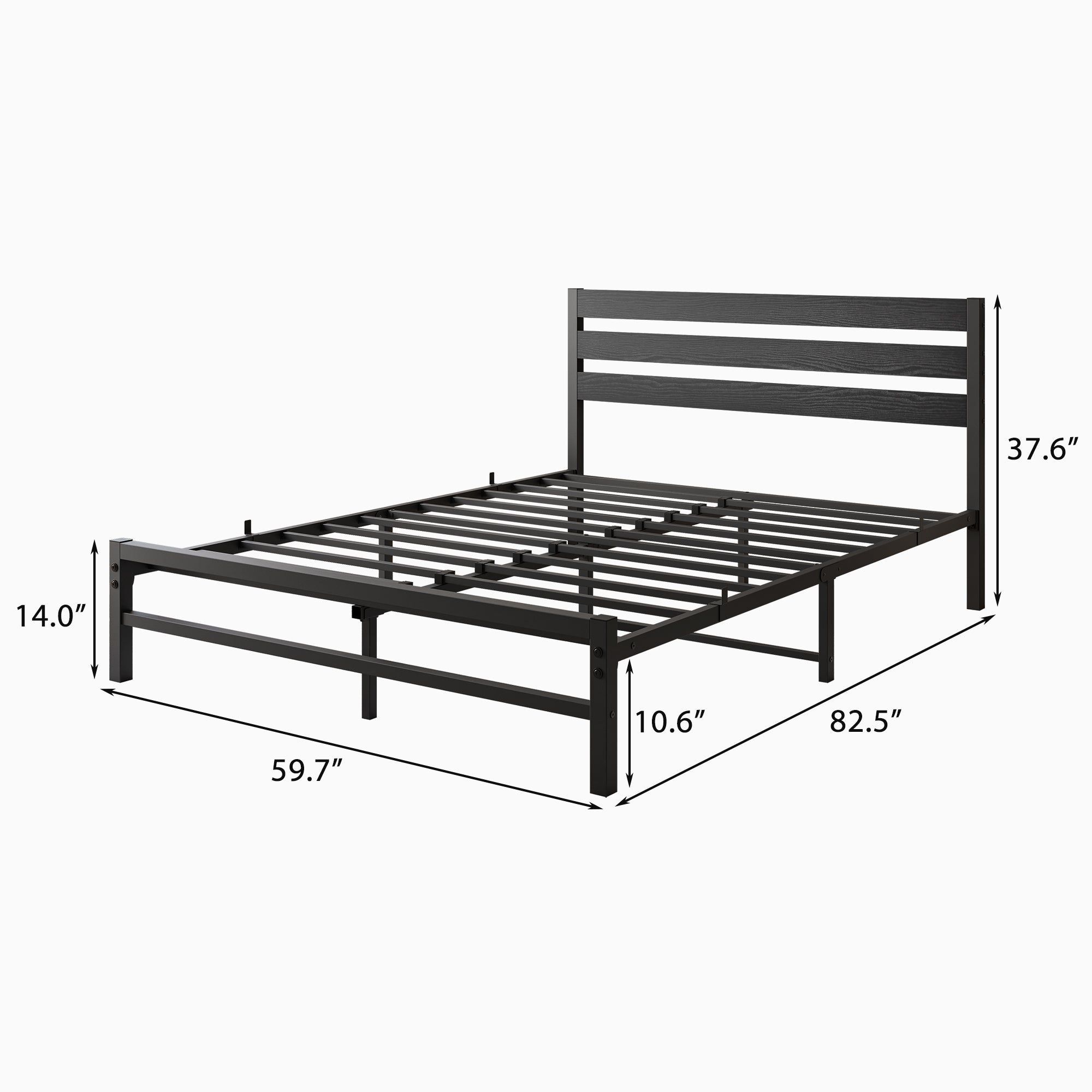 Anthony & Home Heritage Queen platform bed frame with wood headboard, showcasing a sturdy wooden construction and classic design.