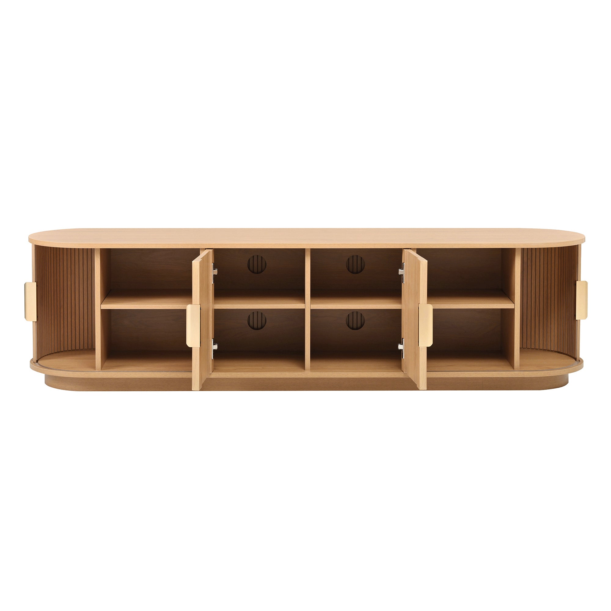 Anthony & Home Studio Collection TV stand with gold handles, modern wooden design, and sleek finish.