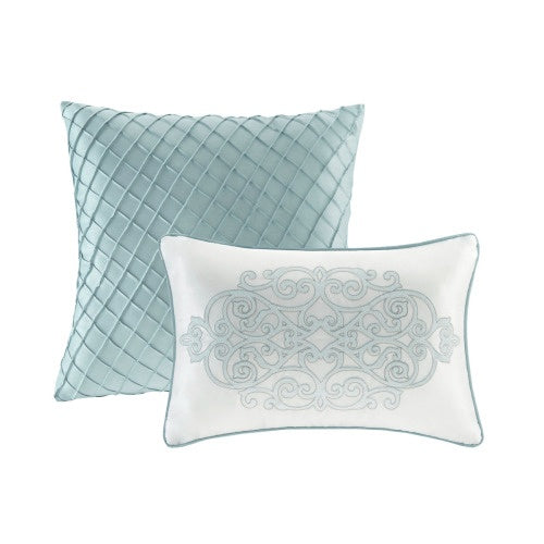 Blue Queen 12 Piece Comforter Set With Cotton Bed Sheets