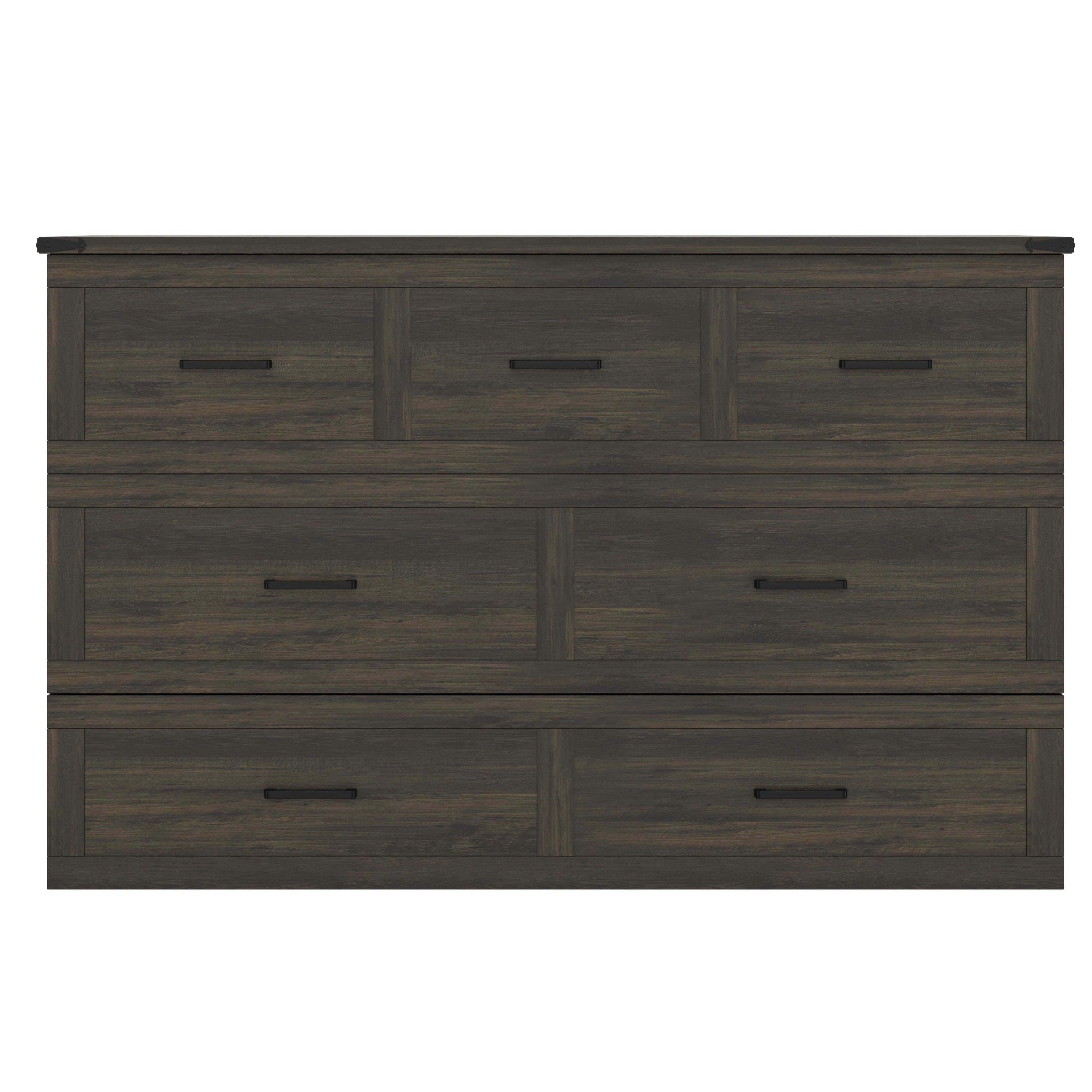 Rustic gray wood Murphy bed cabinet in queen size by Anthony & Home, designed for studio spaces, with a sleek, functional look.