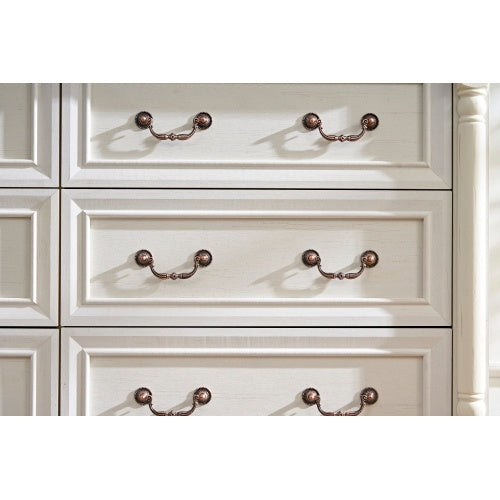 Farmhouse Walnut 6 Drawer Dresser Chest For Bedroom