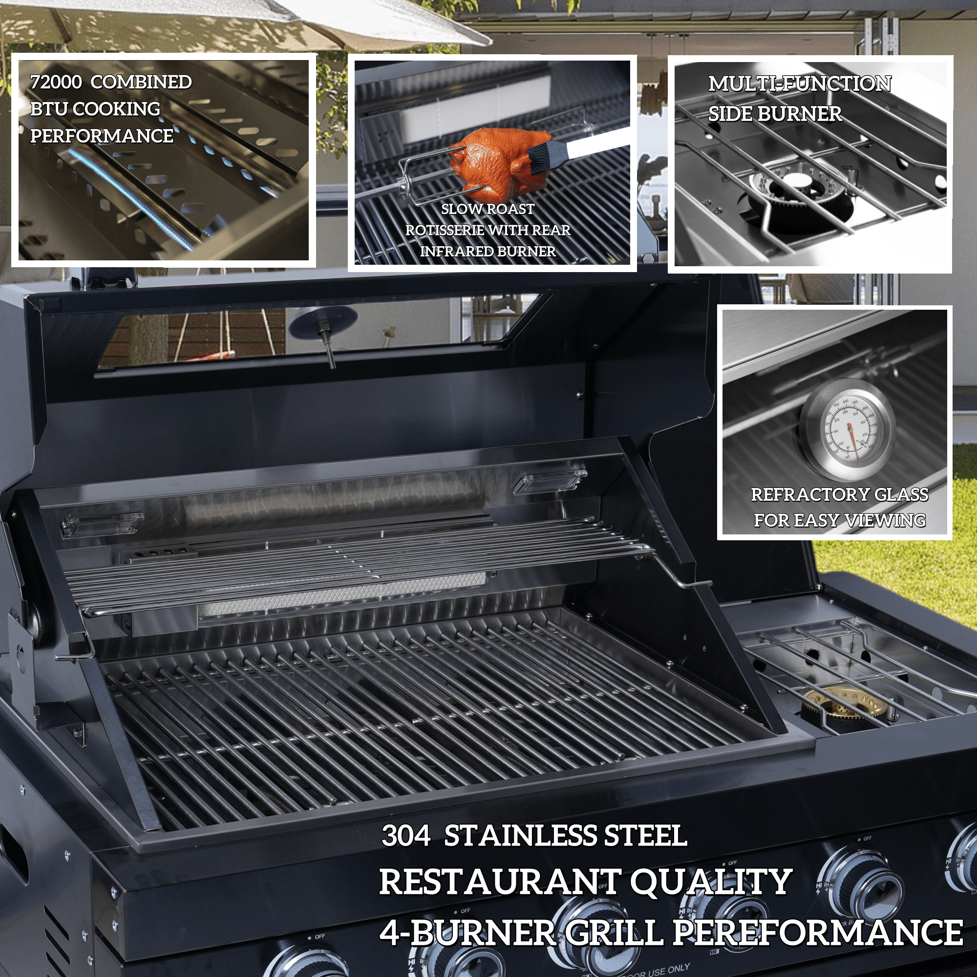 Anthony & Home stainless steel outdoor kitchen island with built-in sink and countertop for outdoor cooking and entertaining.