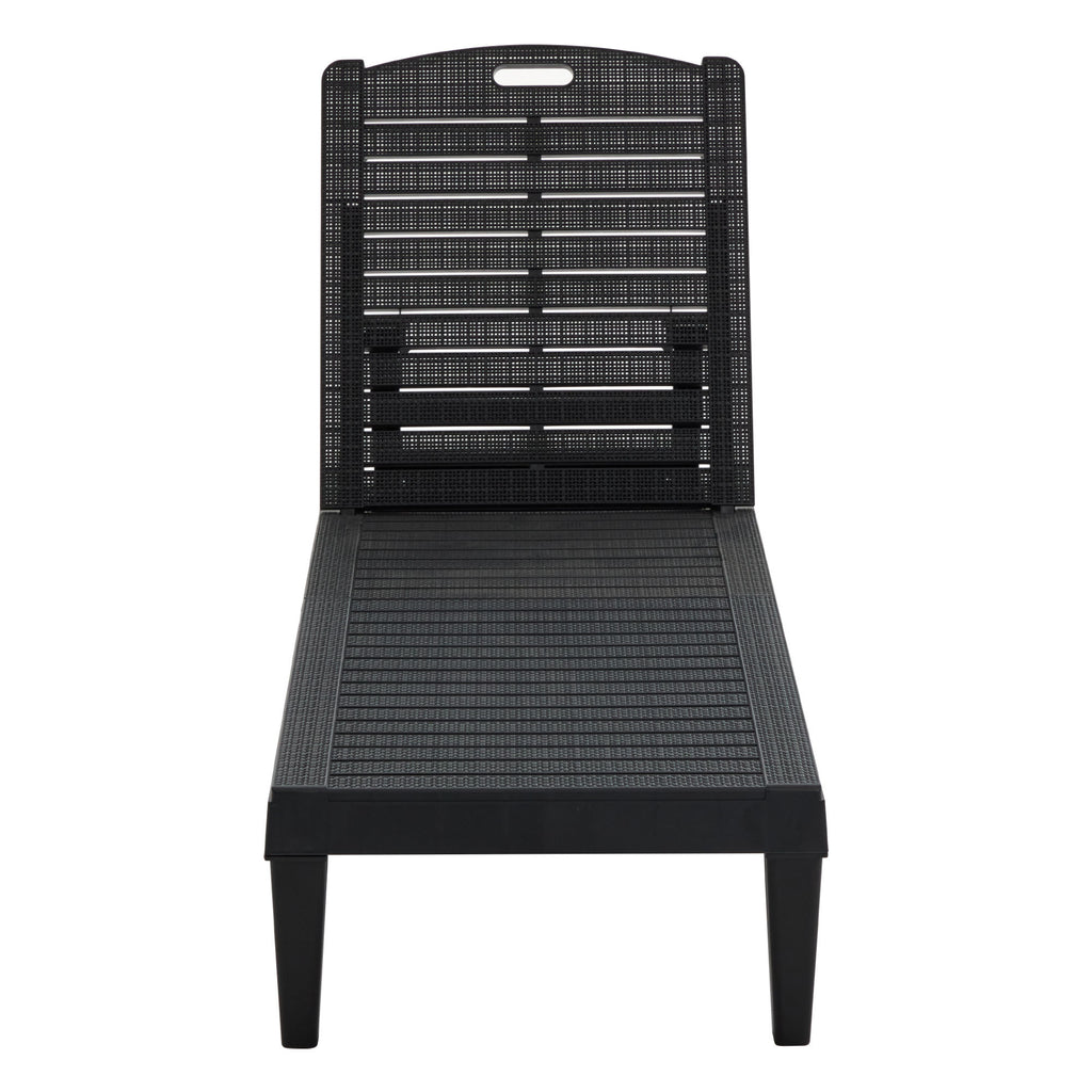Pair of outdoor chaise lounge chairs with adjustable backs from Anthony & Home, featuring comfortable cushions on a patio setting.