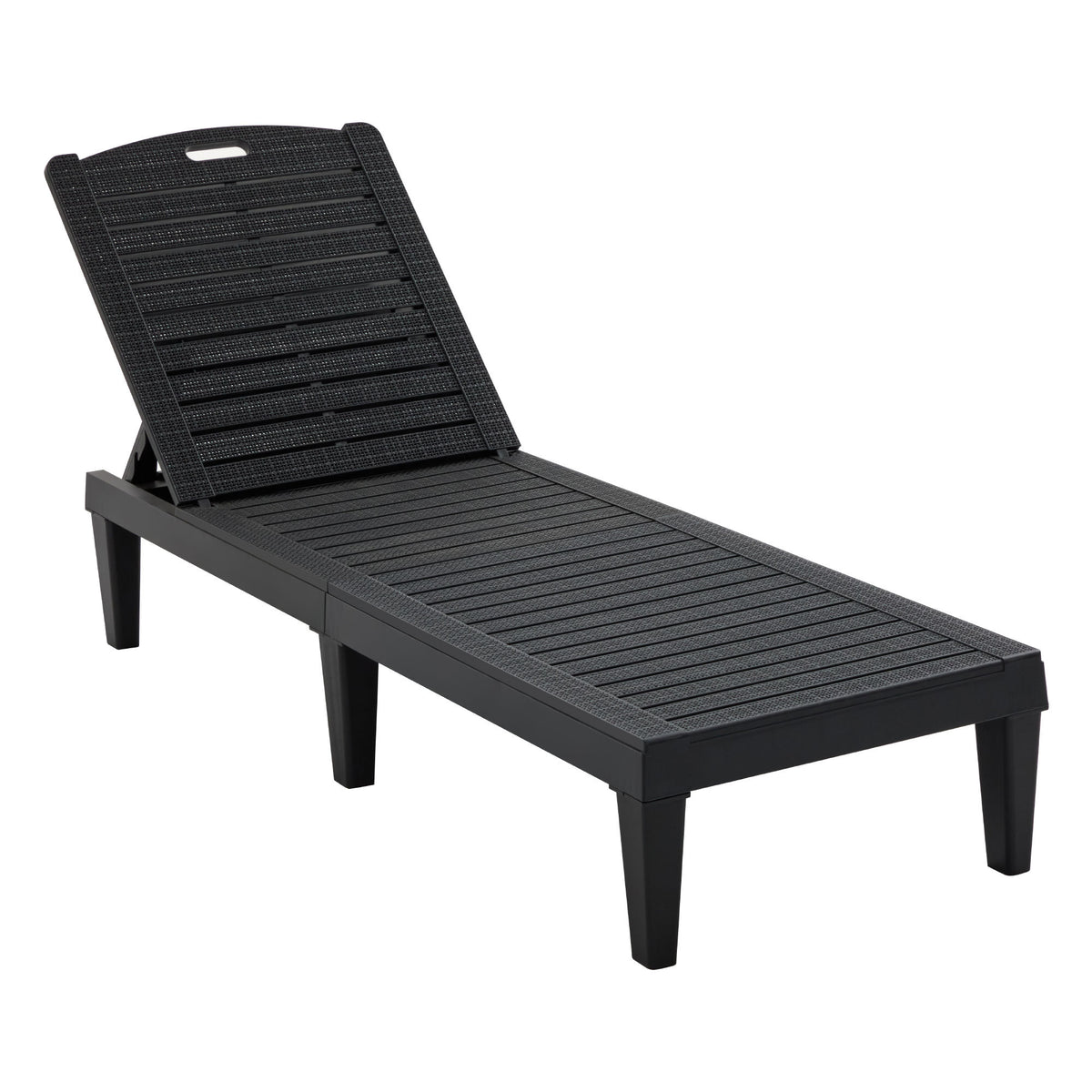 Pair of outdoor chaise lounge chairs by Anthony & Home with adjustable backrests, featuring cushioned seats and sleek design.