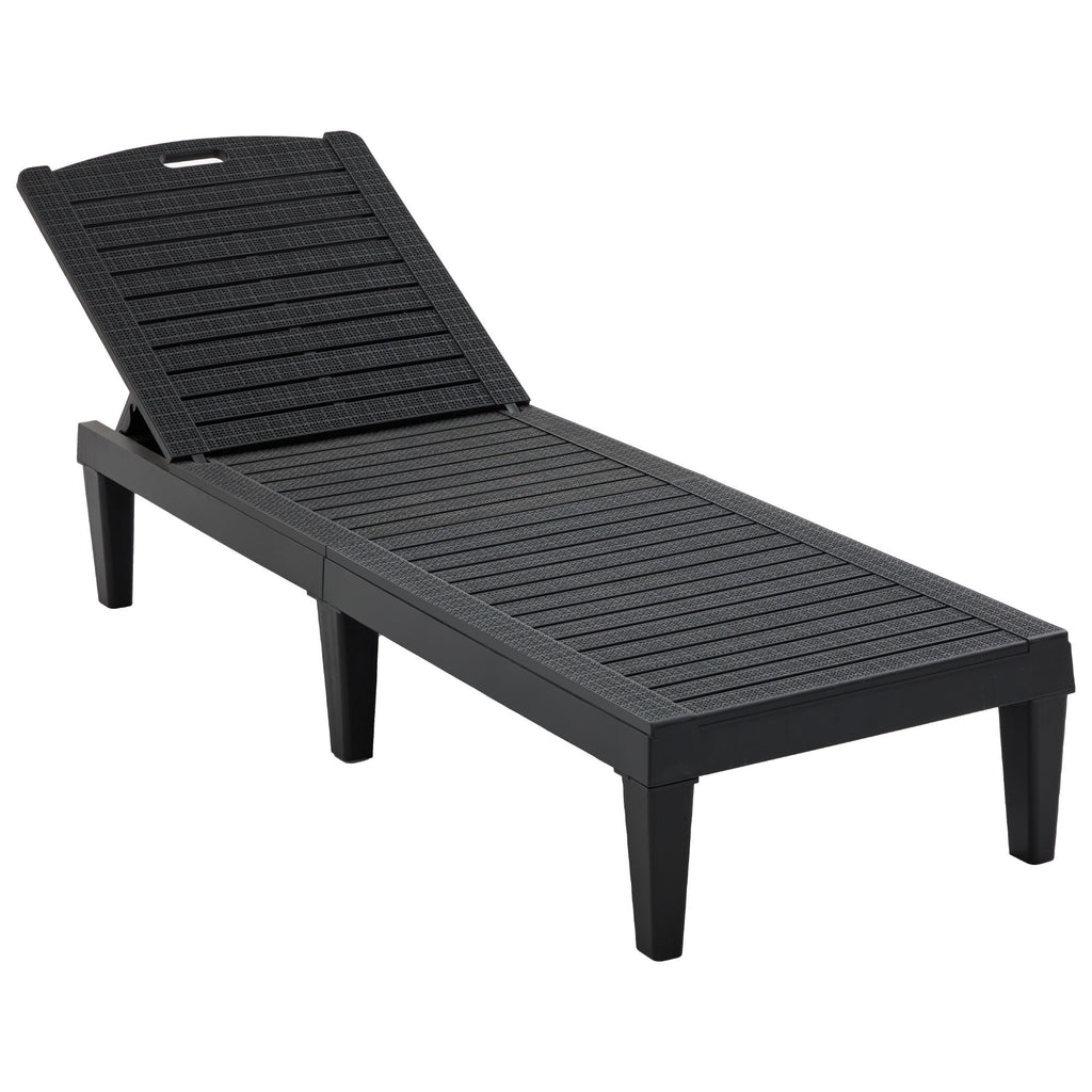 Two outdoor chaise lounges from Anthony & Home with adjustable backrests, featuring sleek design and comfortable seating for outdoor relaxation.