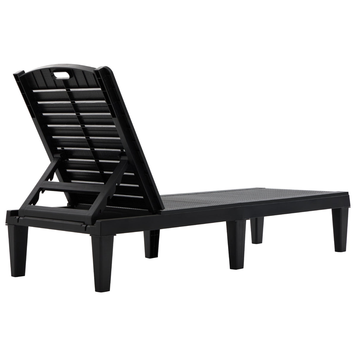 Pair of outdoor chaise lounge chairs by Anthony & Home with adjustable backrests, ideal for relaxing in the garden or patio.