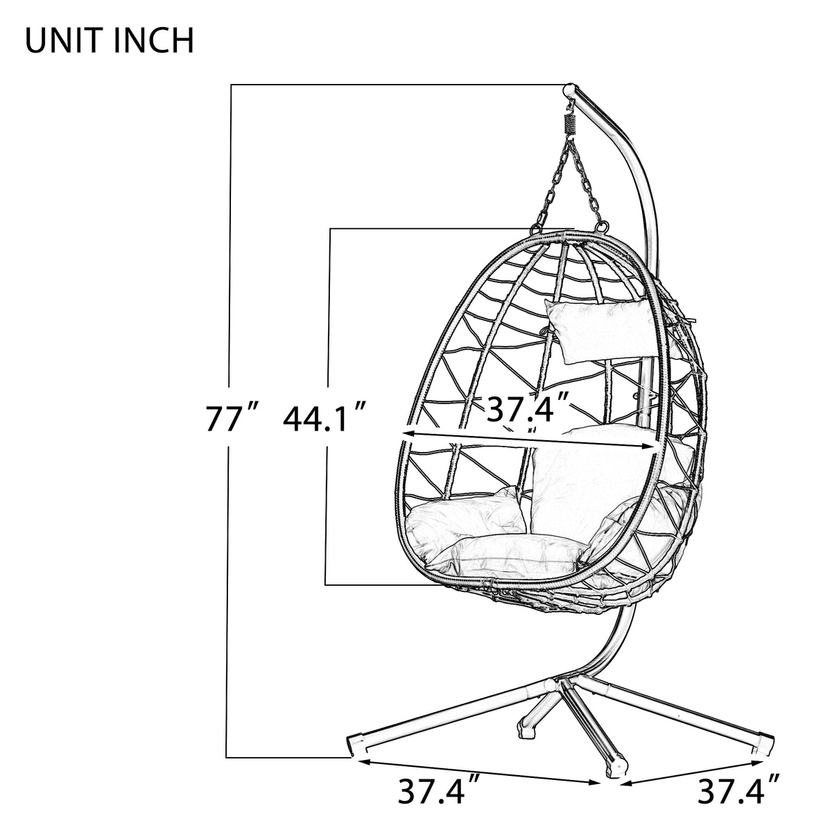 Anthony & Home Signature HDPE wicker egg chair with stand, featuring a cozy woven design and sturdy metal support.