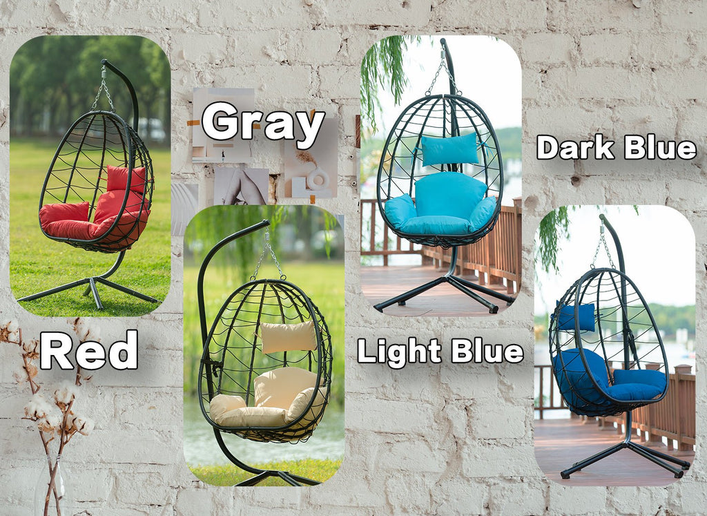 Anthony & Home Signature HDPE Wicker Egg Chair with Stand, stylish outdoor seating with woven wicker design and sturdy metal frame.
