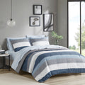 Anthony & Home Stripe Signature Collection microfiber comforter set with striped design and matching pillow shams on a bed.