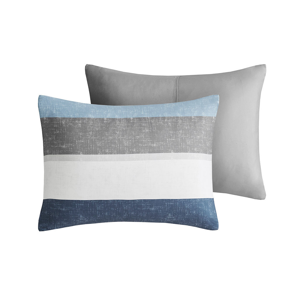 Anthony & Home Stripe Signature Collection microfiber comforter set with striped design on a neatly made bed.