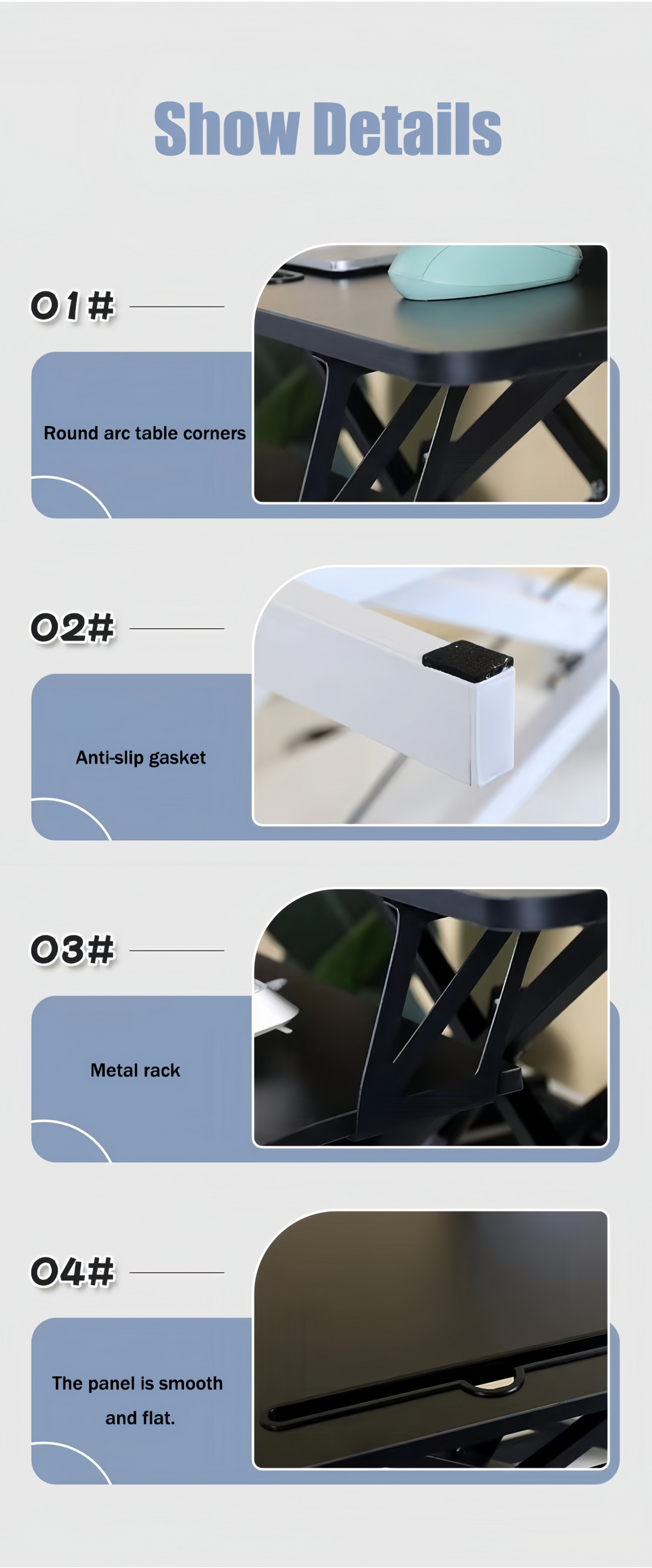 Aluminum desk converter with dual monitor tray, 32-inch size, suitable for ergonomic workspace setup by Anthony & Home