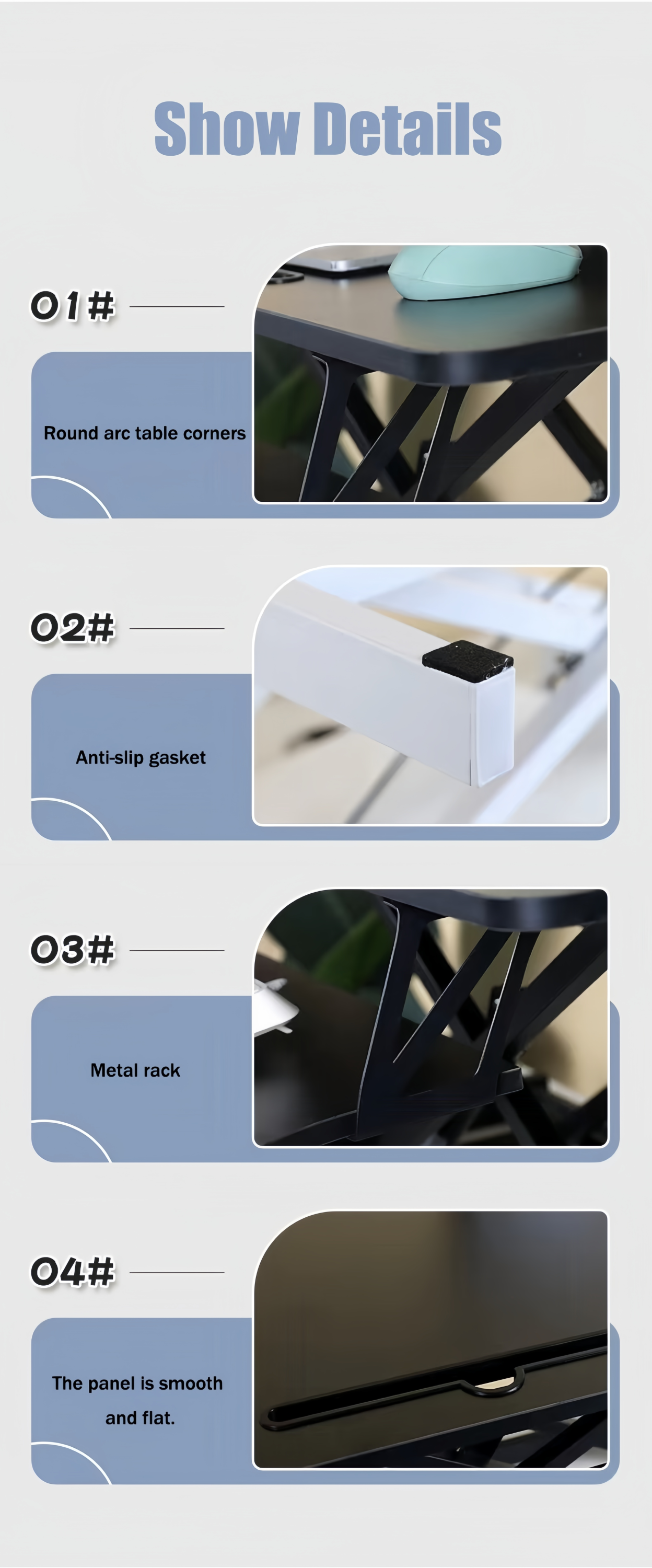 Aluminum desk converter with dual monitor tray, 32-inch size, suitable for ergonomic workspace setup by Anthony & Home