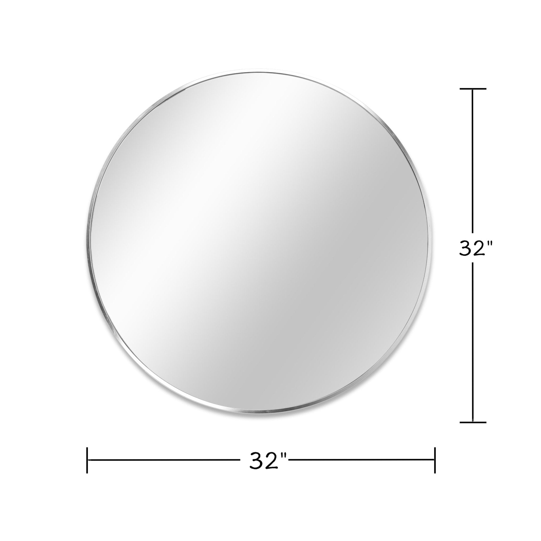 Round 32-inch bathroom mirror with brushed anti-rust aluminum frame, limited edition by Anthony & Home.