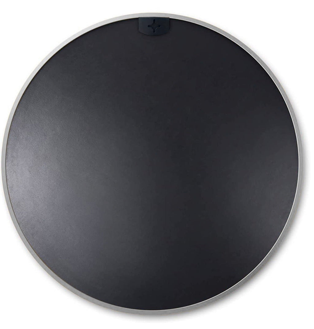 Round 32-inch bathroom mirror with brushed anti-rust aluminium frame, limited edition by Anthony & Home.