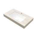 Anthony & Home 36-inch Roma travertine-pattern sintered stone countertop with undermount ceramic basin, studio collection.